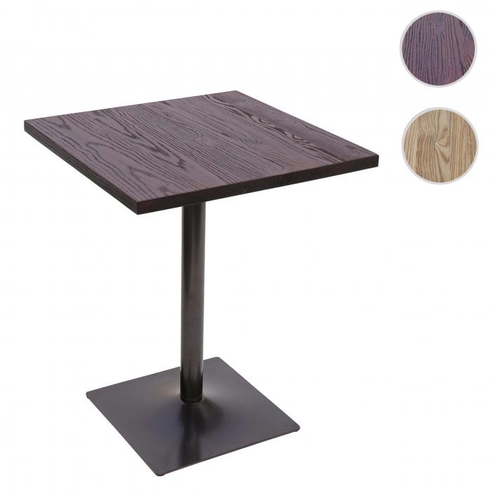 Bistrotisch HWC-H10, Bartisch Thekentisch, Industrial Gastro Metall Ulme Massivholz MVG 70x70cm ~ dunkelbraun