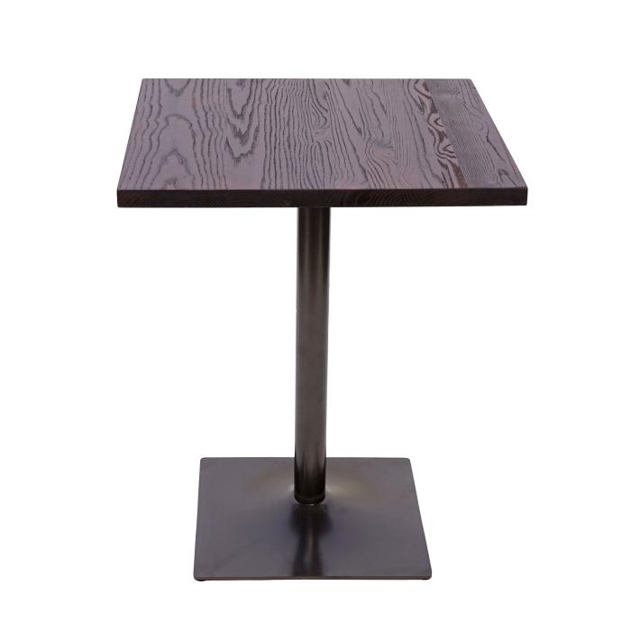 Set Bistrotisch 2x Esszimmerstuhl HWC-H10d, Stuhl Tisch Kchenstuhl Gastronomie MVG ~ schwarz-grau, Tisch dunkelbraun