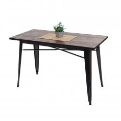 Esszimmertisch HWC-H10a, Tisch Bistrotisch, Metall Ulme Holz Industrial Gastronomie FSC schwarz-braun 120x60cm