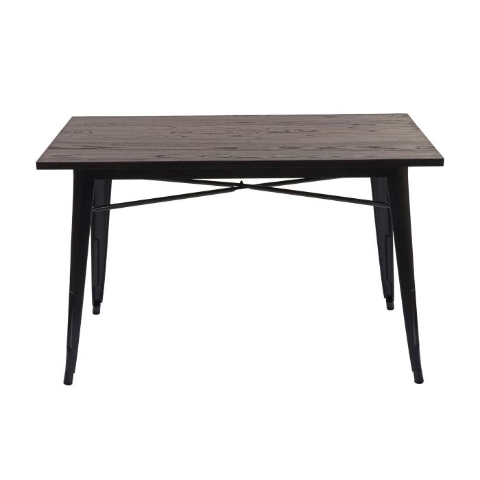 Esszimmertisch HWC-H10a, Tisch Bistrotisch, Metall Ulme Holz Industrial Gastronomie MVG schwarz-braun 120x60cm