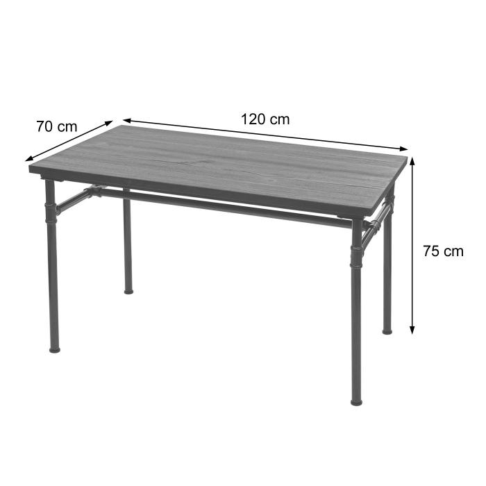 Esstisch HWC-H10b, Tisch Bistrotisch, Metall Ulme Holz Industrial Gastronomie MVG schwarz-braun 120x70cm