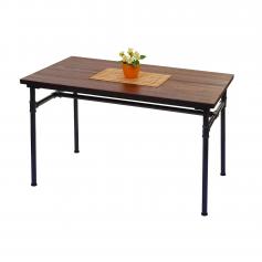 Esstisch HWC-H10b, Tisch Bistrotisch, Metall Ulme Holz Industrial Gastronomie MVG schwarz-braun 120x70cm