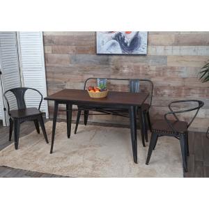 Esszimmer-Set HWC-H10, 2xEsszimmerstuhl Sitzbank Esszimmertisch Kunstleder Ulme Holz MVG Industrial Gastronomie ~ braun