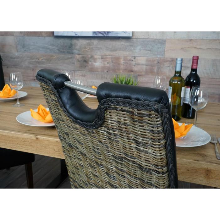 2x Esszimmerstuhl HWC H13, Küchenstuhl Stuhl, Kunstleder Massivholz echtes Rattan Korbgeflecht ~ schwarz 2x Esszimmerstuhl HWC H13, Küchenstuhl Stuhl, Kunstleder Massivholz echtes Rattan Korbgeflecht ~ schwarz