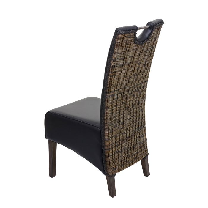 2x Esszimmerstuhl HWC H13, Küchenstuhl Stuhl, Kunstleder Massivholz echtes Rattan Korbgeflecht ~ schwarz 2x Esszimmerstuhl HWC H13, Küchenstuhl Stuhl, Kunstleder Massivholz echtes Rattan Korbgeflecht ~ schwarz