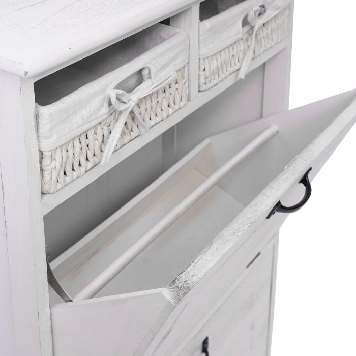 Schuhkipper HWC-H19, Schuhschrank Schuhregal Schuhablage, Massiv-Holz Shabby-Look Korb-Schublade 100x60x24cm ~ wei