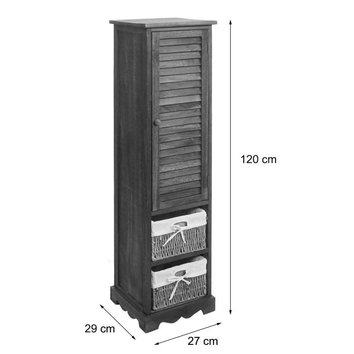 Badezimmerkommode HWC-H20, Badezimmer Schrank Badschrank Badregal, 120x27x29cm Massiv-Holz ~ shabby wei