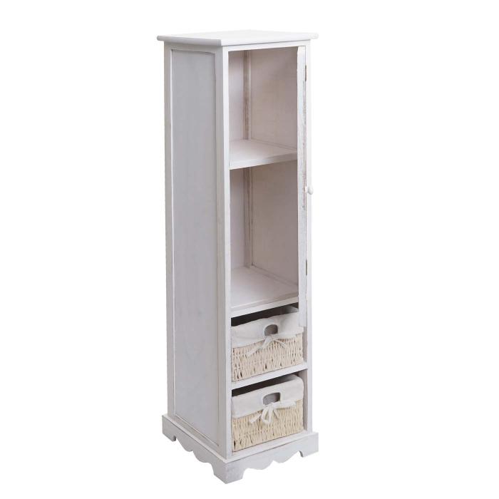 Badezimmerkommode HWC-H20, Badezimmer Schrank Badschrank Badregal, 120x27x29cm Massiv-Holz ~ shabby wei