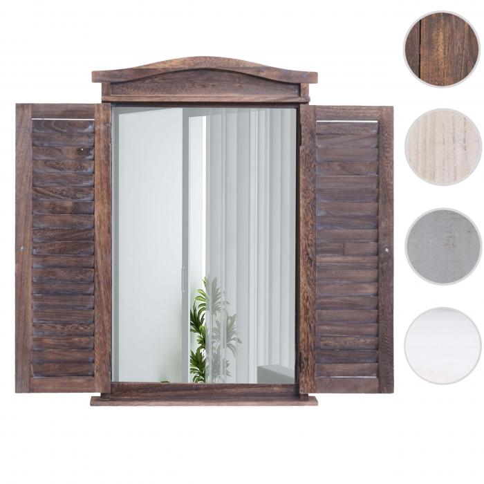 Wandspiegel Badspiegel Badezimmer Spiegelfenster mit Fensterlden, 71x46x5cm ~ shabby braun