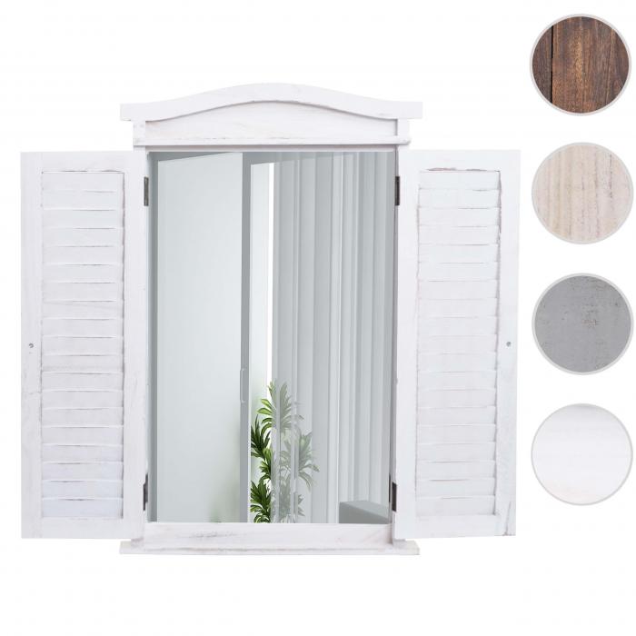 Wandspiegel Badspiegel Badezimmer Spiegelfenster mit Fensterlden, 71x46x5cm ~ shabby wei