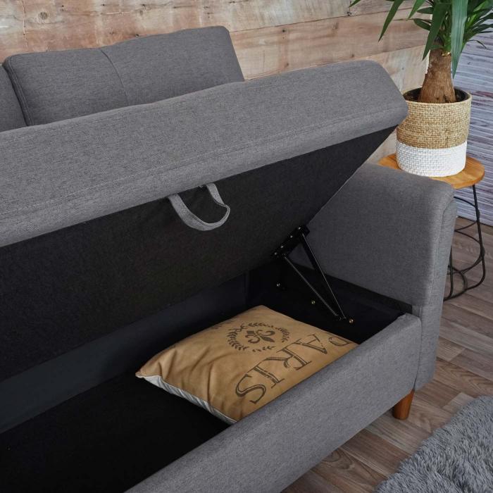3er Sofa HWC-H23, Loungesofa Dreisitzer Couch, Stecksystem Staufach ~ Stoff/Textil, grau