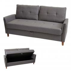 3er Sofa HWC-H23, Loungesofa Dreisitzer Couch, Stecksystem Staufach ~ Stoff/Textil, grau
