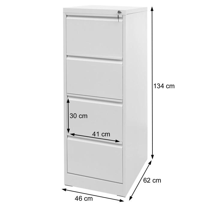 Hngeregisterschrank HWC-H16, Aktenschrank Broschrank Stahlschrank, Format Legal + A4 abschliebar 134x46x62cm ~ wei