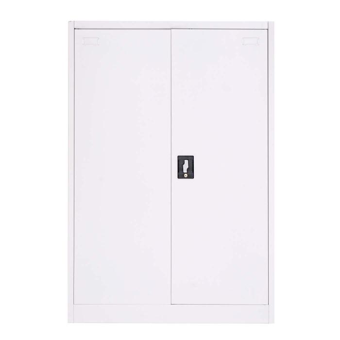 Aktenschrank HWC-H17, Stahlschrank Broschrank Schrank, 2 Tren abschliebar Metall ~ 140x90x40cm wei