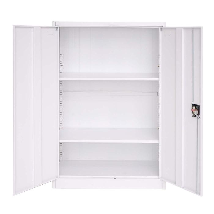 Aktenschrank HWC-H17, Stahlschrank Broschrank Schrank, 2 Tren abschliebar Metall ~ 140x90x40cm wei