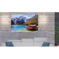 Wandgemlde Landschaft HWC-H25, Leinwandbild Sandgemlde Gemlde, handgemaltes XL Wandbild ~ 80x120cm