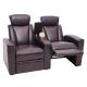 2er Kinosessel HWC-H30, Relaxsessel Fernsehsessel Zweisitzer Sofa, Staufach Soft Touch Kunstleder ~ braun