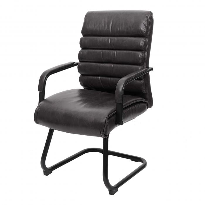 B-Ware (Leder wellig SK3) | Konferenzstuhl HWC-H31, Esszimmerstuhl Stuhl Wildleder-Optik Metall MVG ~ Kunstleder schwarz