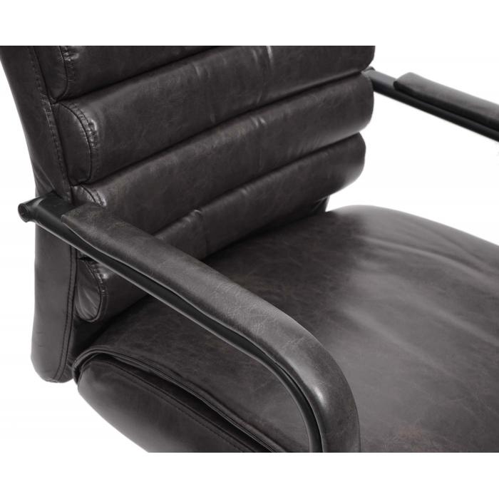 B-Ware (Leder wellig SK3) | Konferenzstuhl HWC-H31, Esszimmerstuhl Stuhl Wildleder-Optik Metall MVG ~ Kunstleder schwarz