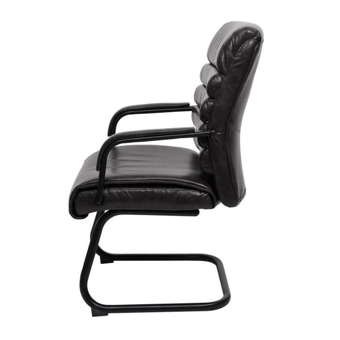 B-Ware (Leder wellig SK3) | Konferenzstuhl HWC-H31, Esszimmerstuhl Stuhl Wildleder-Optik Metall MVG ~ Kunstleder schwarz