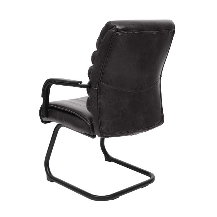 B-Ware (Leder wellig SK3) | Konferenzstuhl HWC-H31, Esszimmerstuhl Stuhl Wildleder-Optik Metall MVG ~ Kunstleder schwarz