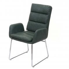 B-Ware (Kunstleder aufgerissen, SK 2) | Esszimmerstuhl HWC-H32, Küchenstuhl Stuhl mit Armlehne, Kunstleder Stahl ~ grün