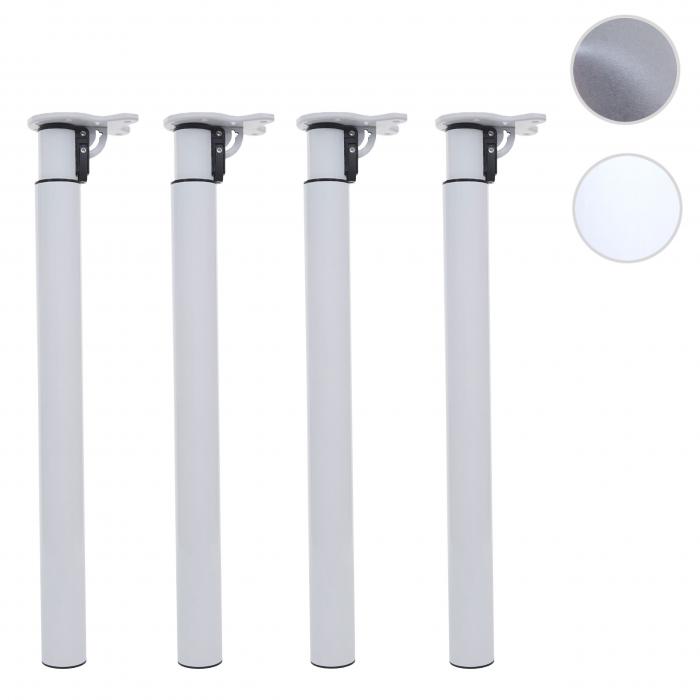 4er-Set Tischbein HWC-H35 fr Schreibtisch Tischfu klappbar Drehmechanismus hhenverstellbar 70-110cm ~ wei