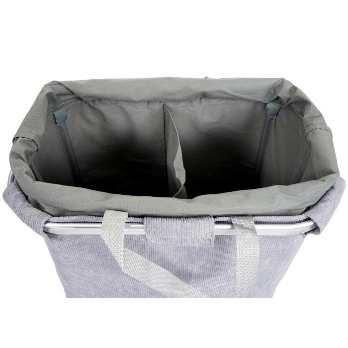 Wschesammler HWC-C34, Laundry Wschekorb Wschebehlter mit Kordelzug, 2 Fcher Henkel 54x52x32cm 89l ~ cord grau