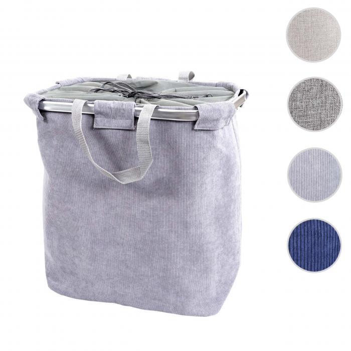 Wschesammler HWC-C34, Laundry Wschekorb Wschebehlter mit Kordelzug, 2 Fcher Henkel 54x52x32cm 89l ~ cord grau