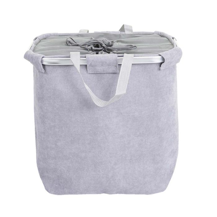 Wschesammler HWC-C34, Laundry Wschekorb Wschebehlter mit Kordelzug, 2 Fcher Henkel 54x52x32cm 89l ~ cord grau