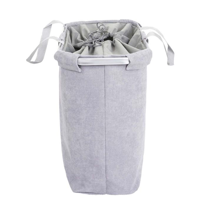 Wschesammler HWC-C34, Laundry Wschekorb Wschebehlter mit Kordelzug, 2 Fcher Henkel 54x52x32cm 89l ~ cord grau