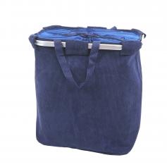 Wäschesammler HWC-C34, Laundry Wäschekorb Wäschebehälter mit Kordelzug, 2 Fächer Henkel 54x52x32cm 89l ~ cord blau
