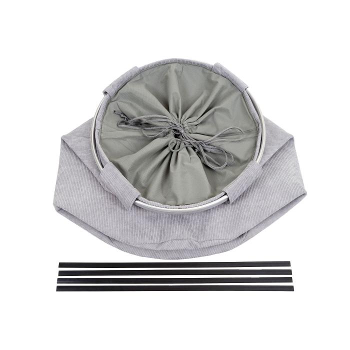 Wschesammler HWC-C34, Laundry Wschekorb Wschebox Wschesack Wschebehlter mit Netz, 55x39cm 65l ~ cord grau