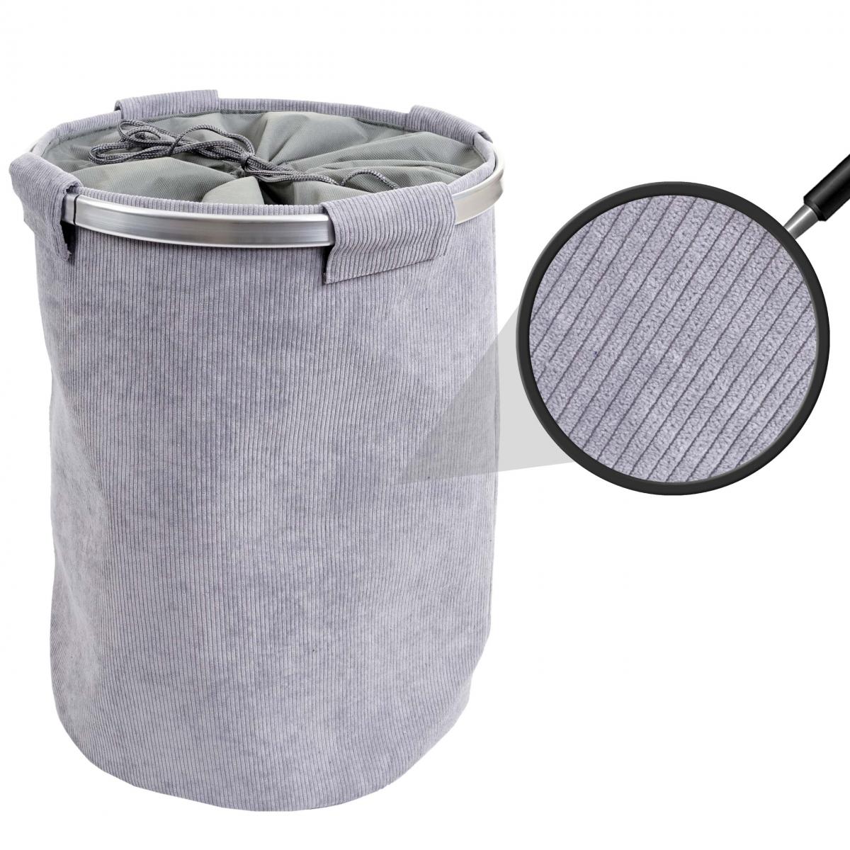 Wschesammler HWC-C34, Laundry Wschekorb Wschebox Wschesack Wschebehlter mit Netz, 55x39cm 65l ~ cord grau