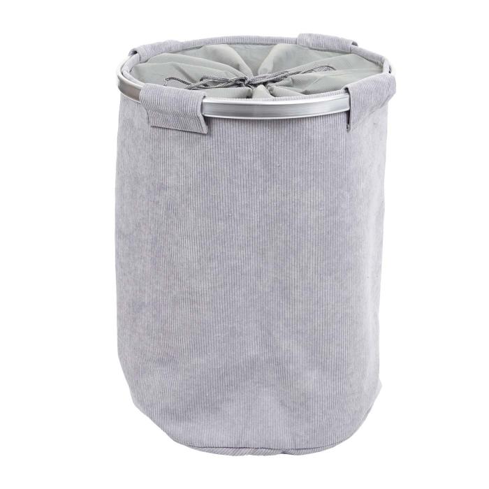 Wschesammler HWC-C34, Laundry Wschekorb Wschebox Wschesack Wschebehlter mit Netz, 55x39cm 65l ~ cord grau