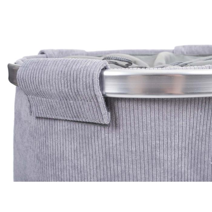 Wschesammler HWC-C34, Laundry Wschekorb Wschebox Wschesack Wschebehlter mit Netz, 55x39cm 65l ~ cord grau