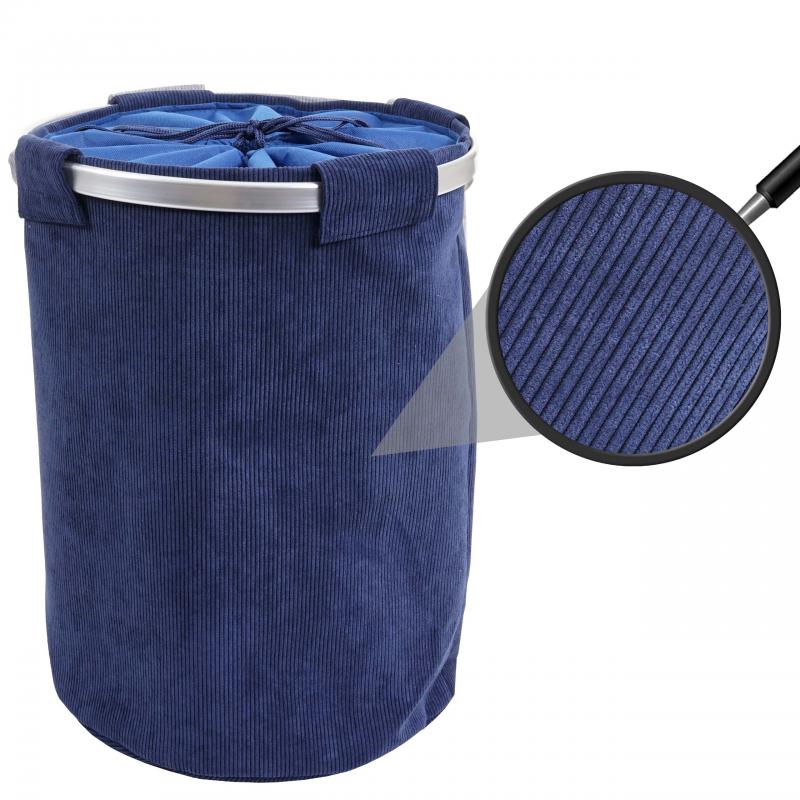 Wschesammler HWC-C34, Laundry Wschekorb Wschebox Wschesack Wschebehlter mit Netz, 55x39cm 65l ~ cord blau