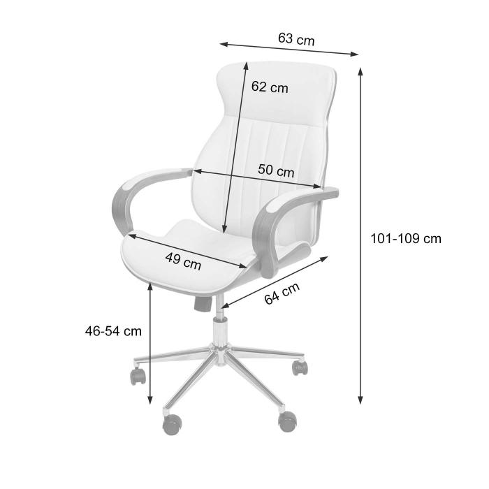 Brostuhl HWC-H39, Schreibtischstuhl Drehstuhl Chefsessel, Bugholz Walnuss-Optik Kunstleder ~ creme