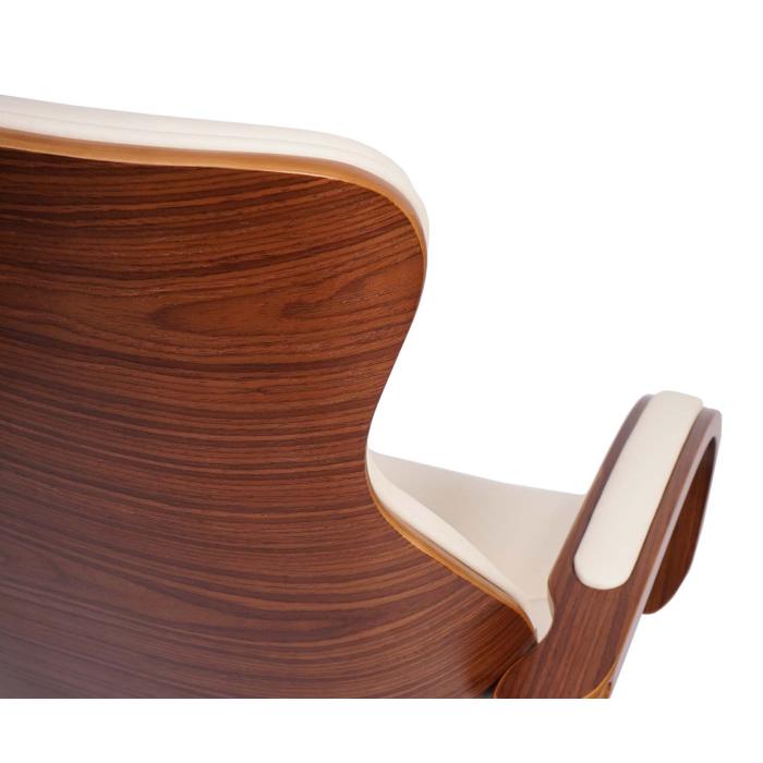 Brostuhl HWC-H39, Schreibtischstuhl Drehstuhl Chefsessel, Bugholz Walnuss-Optik Kunstleder FSC-zertifiziert ~ creme
