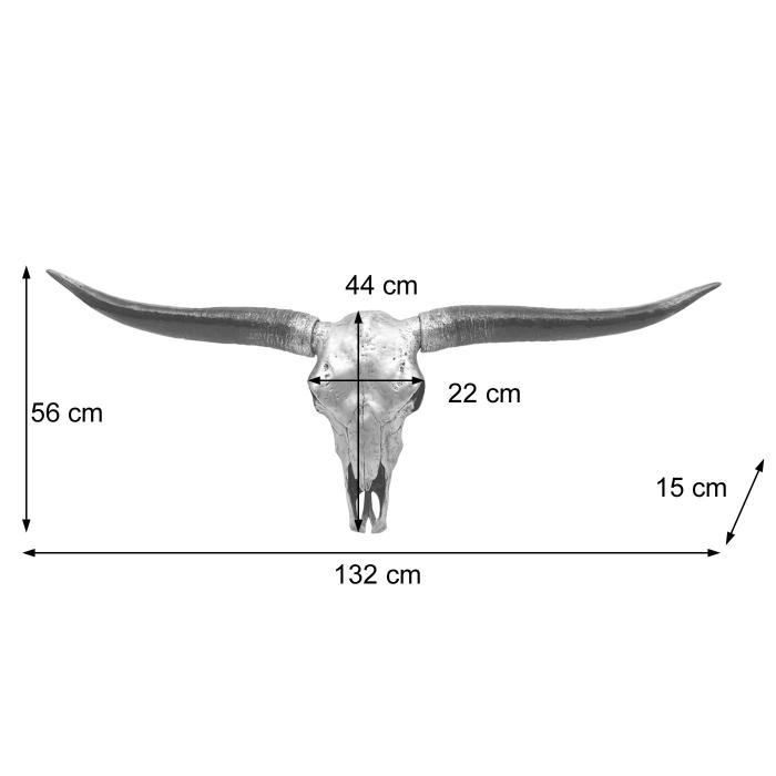 Deko Schdel 132cm HWC-A14, Polyresin Stier Bulle Longhorn Kopf Trophe, In-/Outdoor ~ naturfarben