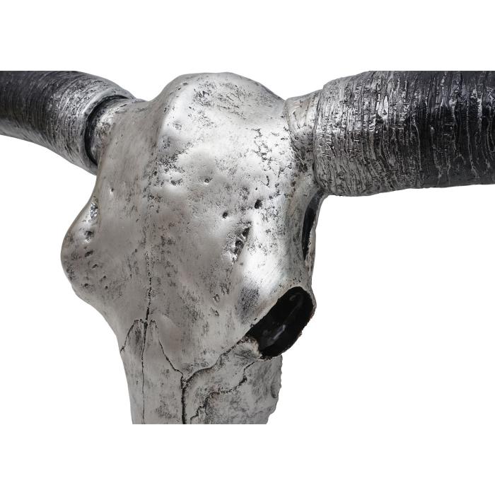Deko Schdel 132cm HWC-A14, Polyresin Stier Bulle Longhorn Kopf Trophe, In-/Outdoor ~ silberfarben