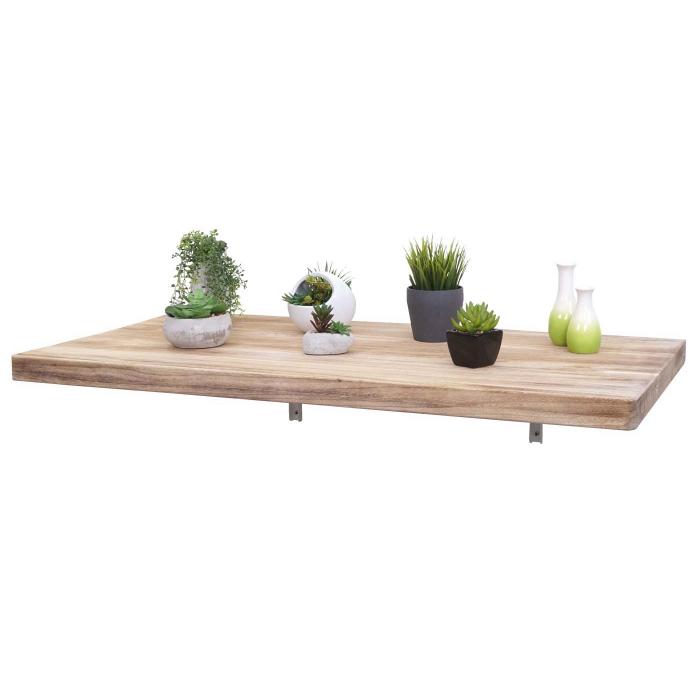 Wandtisch HWC-H48, Wandklapptisch Wandregal Tisch, klappbar Massiv-Holz ~ 100x50cm naturfarben