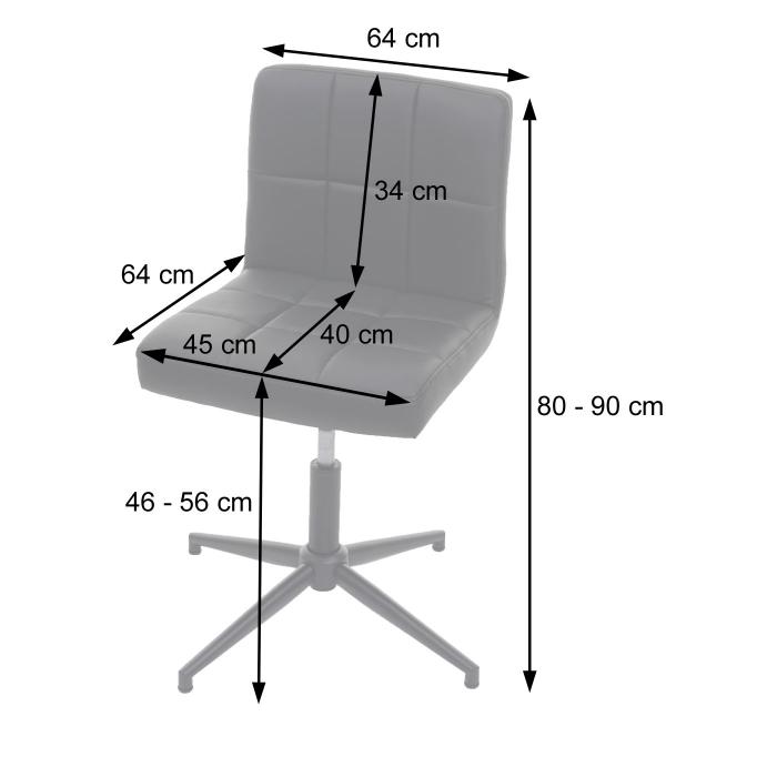 2er-Set Esszimmerstuhl Kavala II, Kchenstuhl, hhenverstellbar Drehmechanismus ~ Kunstleder schwarz, Fu schwarz