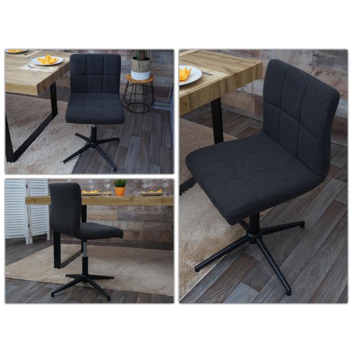 2er-Set Esszimmerstuhl Kavala II, Kchenstuhl, hhenverstellbar Drehmechanismus ~ Stoff/Textil dunkelgrau, Fu schwarz
