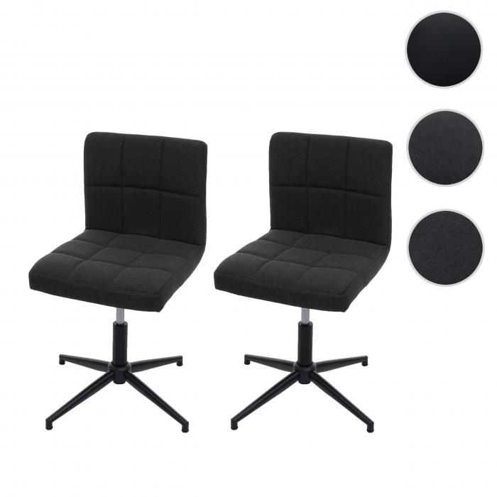 2er-Set Esszimmerstuhl Kavala II, Kchenstuhl, hhenverstellbar Drehmechanismus ~ Stoff/Textil dunkelgrau, Fu schwarz