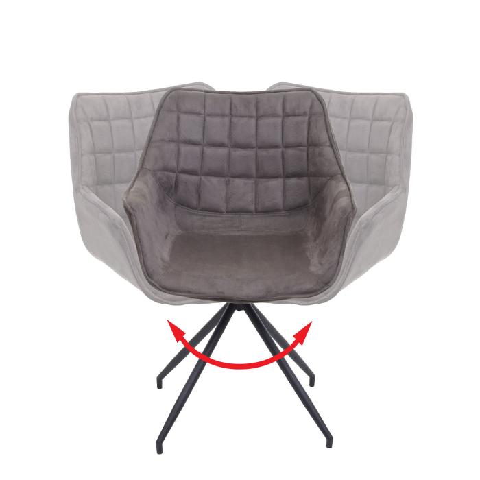 Esszimmerstuhl HWC-H44, Kchenstuhl Stuhl, drehbar Auto-Position Metall ~ Stoff/Textil vintage braun, Fu schwarz
