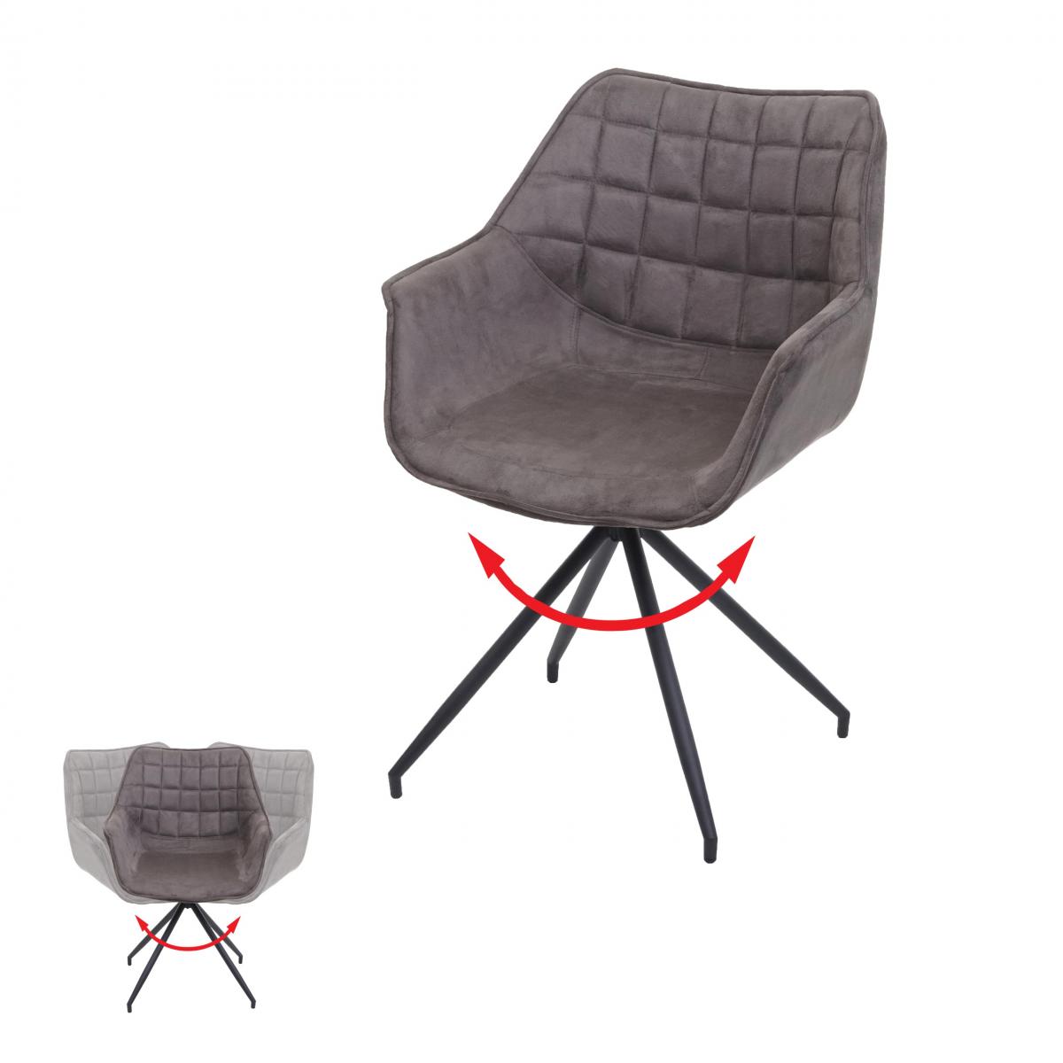 Esszimmerstuhl HWC-H44, Kchenstuhl Stuhl, drehbar Auto-Position Metall ~ Stoff/Textil vintage braun, Fu schwarz