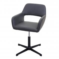 Homeoffice-Brostuhl HWC-A50 IV, Wohnraum-Schreibtischstuhl + Esszimmerstuhl ~ Kunstleder grau, Fu schwarz
