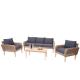 Garnitur HWC-H57, Garten-/Lounge-Set Sofa Sitzgruppe, rundes Poly-Rattan Alu + Akazie Spun Poly FSC ~ Kissen dunkelgrau