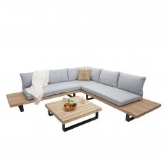 B-Ware (Holz abgeblättert SK2) | Garten-Garnitur HWC-H54, Garnitur Sitzgruppe Lounge-Set Sofa, Spun Poly Akazie